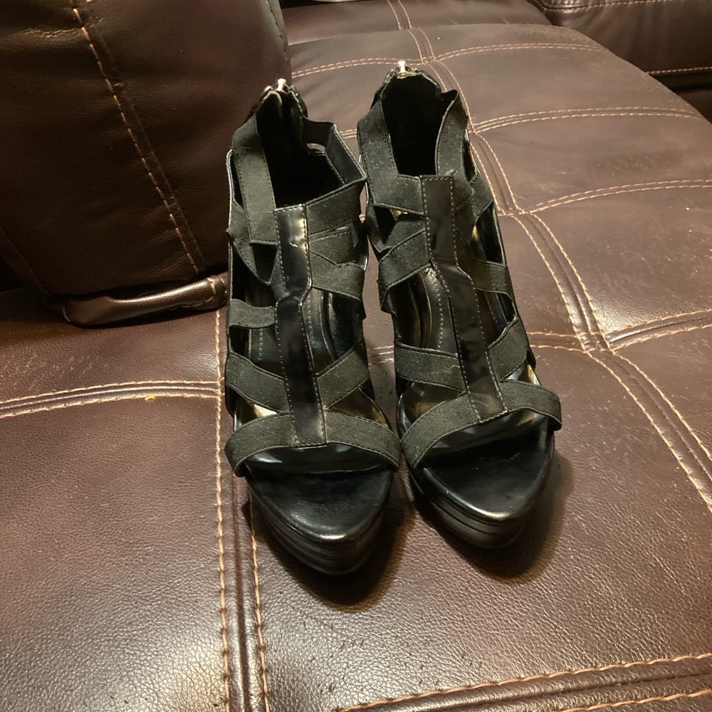 BCBGirls Black Strappy Platform Heels